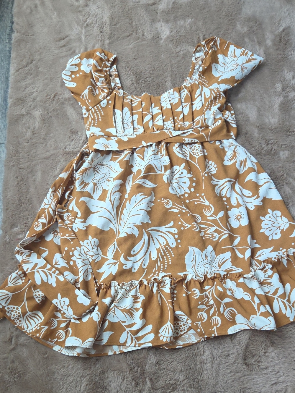 Women's Floral Sundress - Mustard White